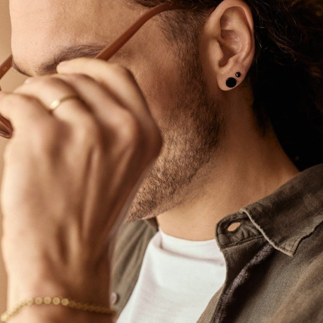 Oorbellen Blomdahl titanium rondje zwart 8 mm. (incl. achterkantjes)