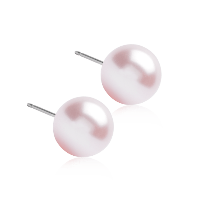 Oorbellen Blomdahl titanium roze parel 10 mm.