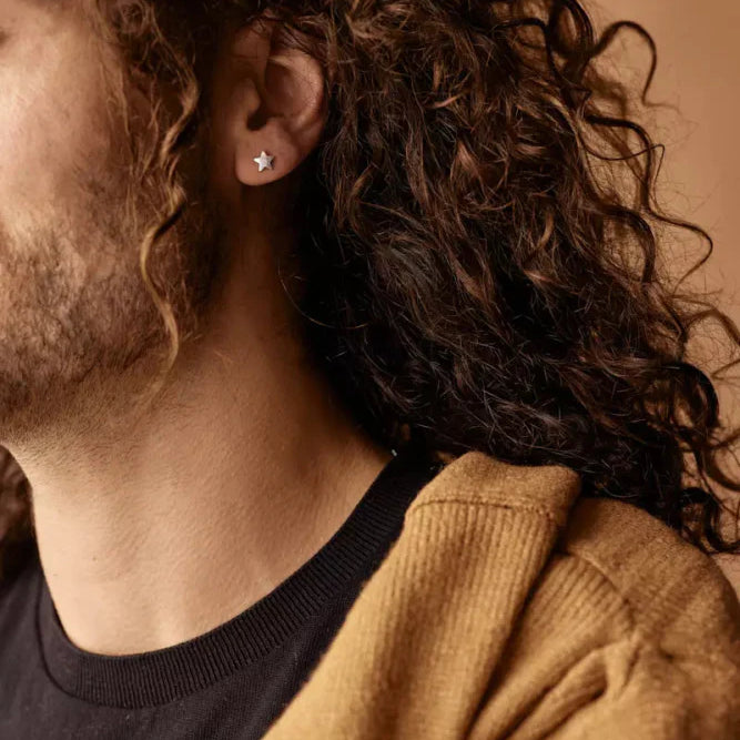 Oorbellen Blomdahl titanium sterretje zilverkleurig 8 mm (incl. achterkantjes) - Staartjes en Strikjes