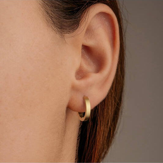 Titanium oorbellen Boccia goudkleurige oorringen 14 mm.