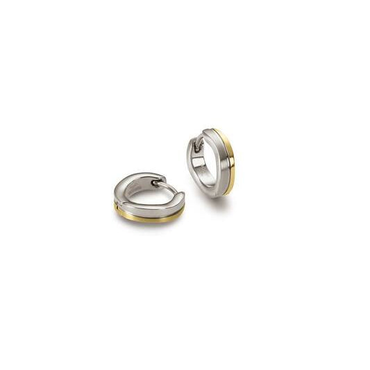 Titanium oorbellen Boccia oorringen 13 mm. mat zilver/goudkleurig - Staartjes en Strikjes