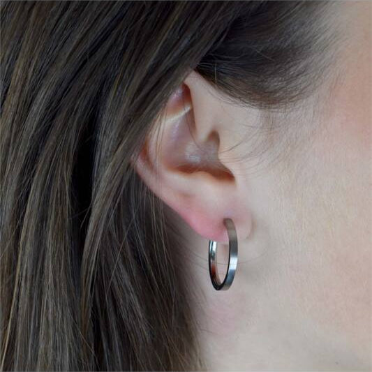 Titanium oorbellen Boccia oorringen 24 mm. - Staartjes en Strikjes