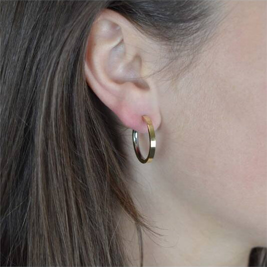 Titanium oorbellen Boccia oorringen goudkleurig 23 mm. - Staartjes en Strikjes