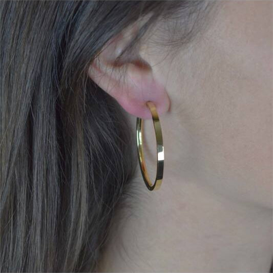 Titanium oorbellen Boccia oorringen goudkleurig 40 mm. - Staartjes en Strikjes