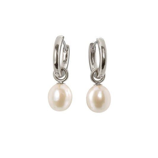 Titanium oorbellen Boccia oorringen met zoetwater pareltje 12 mm.