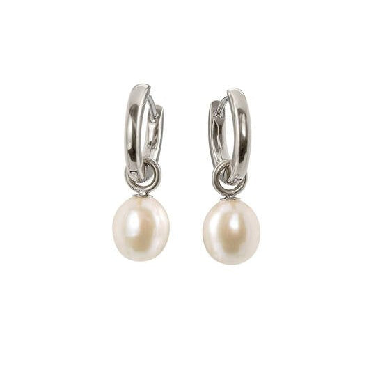 Titanium oorbellen Boccia oorringen met zoetwater pareltje 12 mm. - Staartjes en Strikjes
