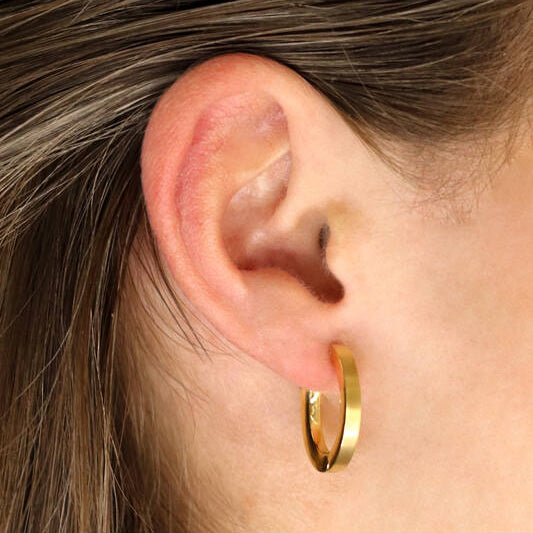 Titanium oorbellen Boccia oorringen ovaal goudkleurig 20 mm. - Staartjes en Strikjes
