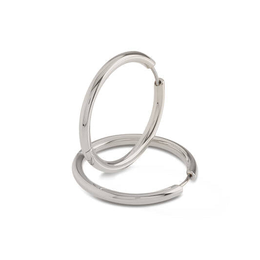 Titanium oorbellen Boccia oorringen rond 30 mm. - Staartjes en Strikjes