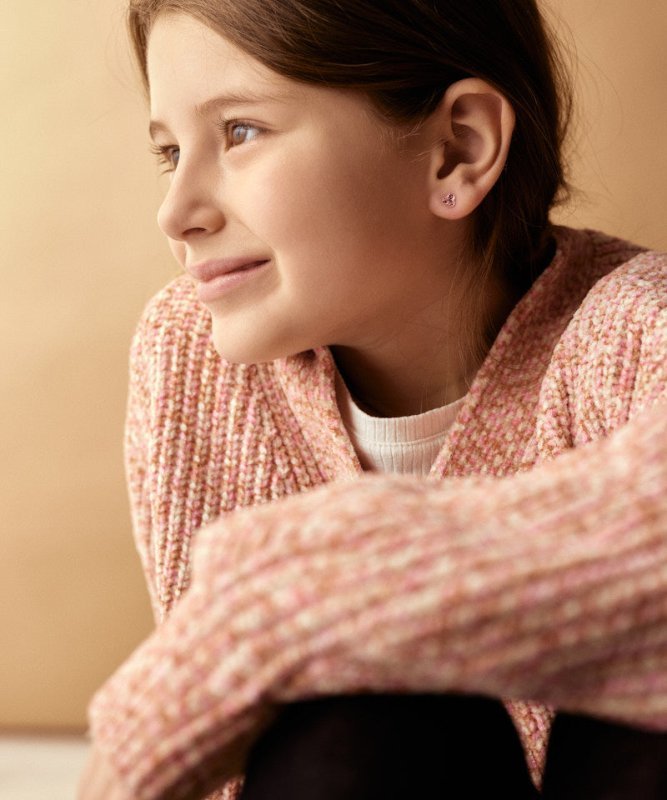 Oorbellen Blomdahl medical plastic klavertje roze (incl. achterkantjes)