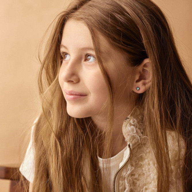 Oorbellen Blomdahl medical plastic knopje emerald green 6 mm. (incl. achterkantjes)