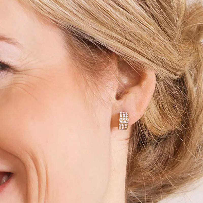 Oorbellen Blomdahl titanium boogje goudkleurig 10 mm met crystal (incl. achterkantjes)