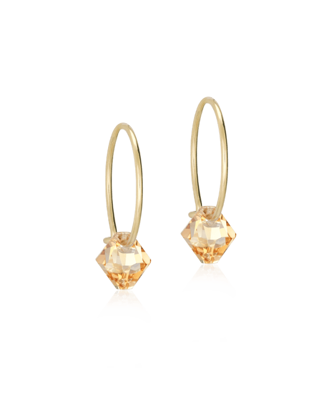 Blomdahl titanium goudkleurige oorringen golden shadow kristal – 14 mm