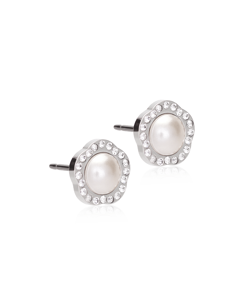 Blomdahl titanium knopjes fancy parel met crystal – 8 mm
