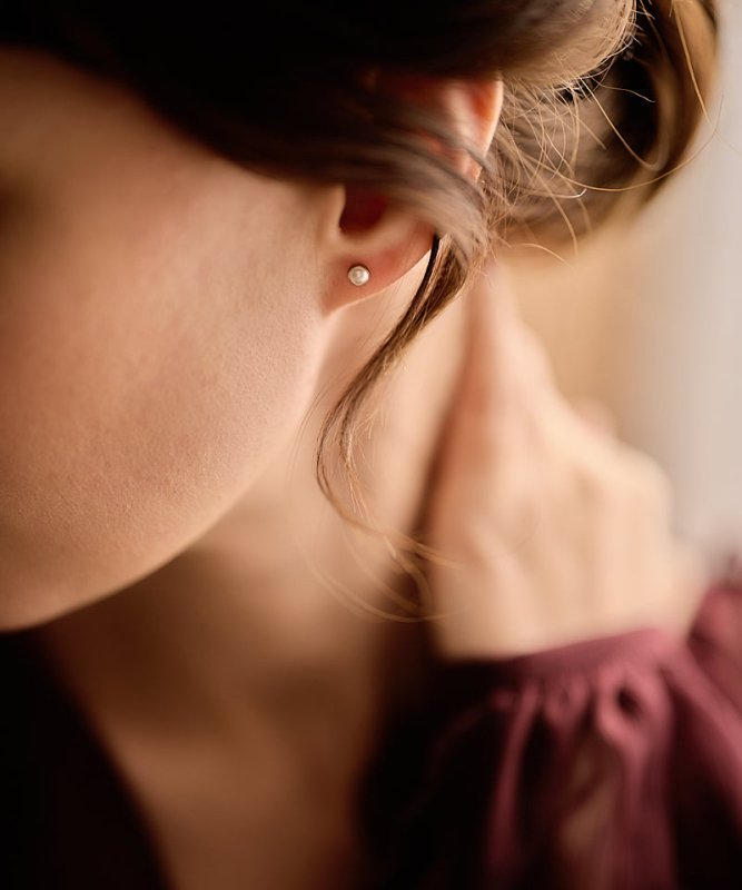 Blomdahl titanium knopjes goudkleurig met parel – 5 mm