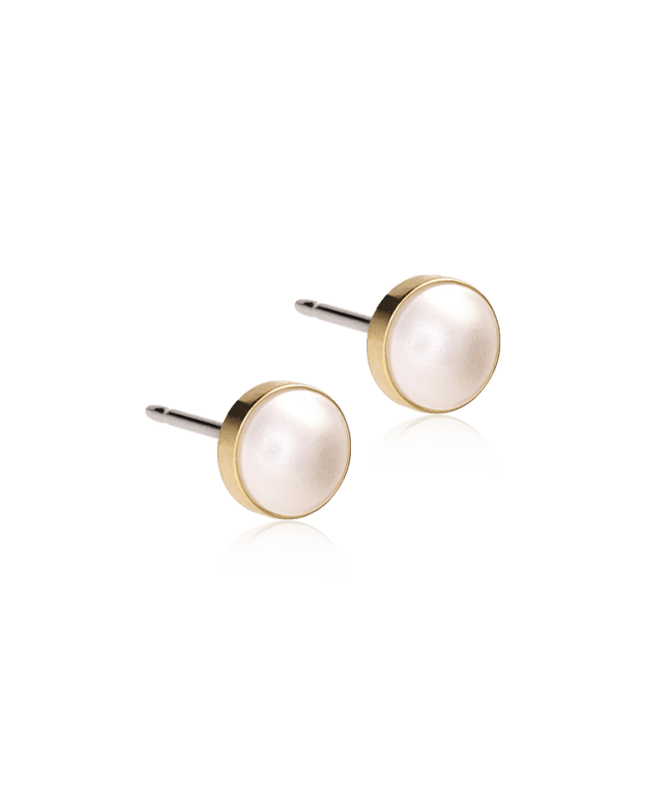 Blomdahl titanium knopjes goudkleurig met parel – 6 mm