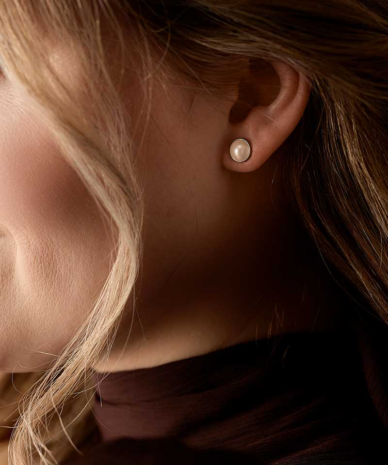 Blomdahl titanium knopjes goudkleurig met parel – 8 mm