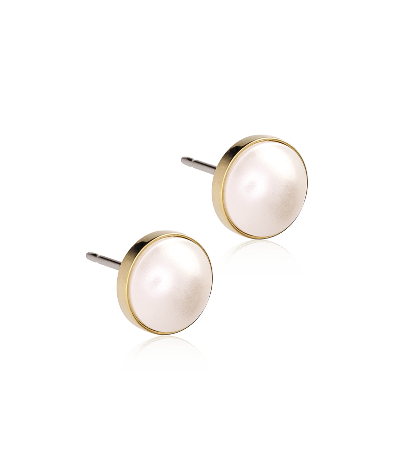 Blomdahl titanium knopjes goudkleurig met parel – 8 mm