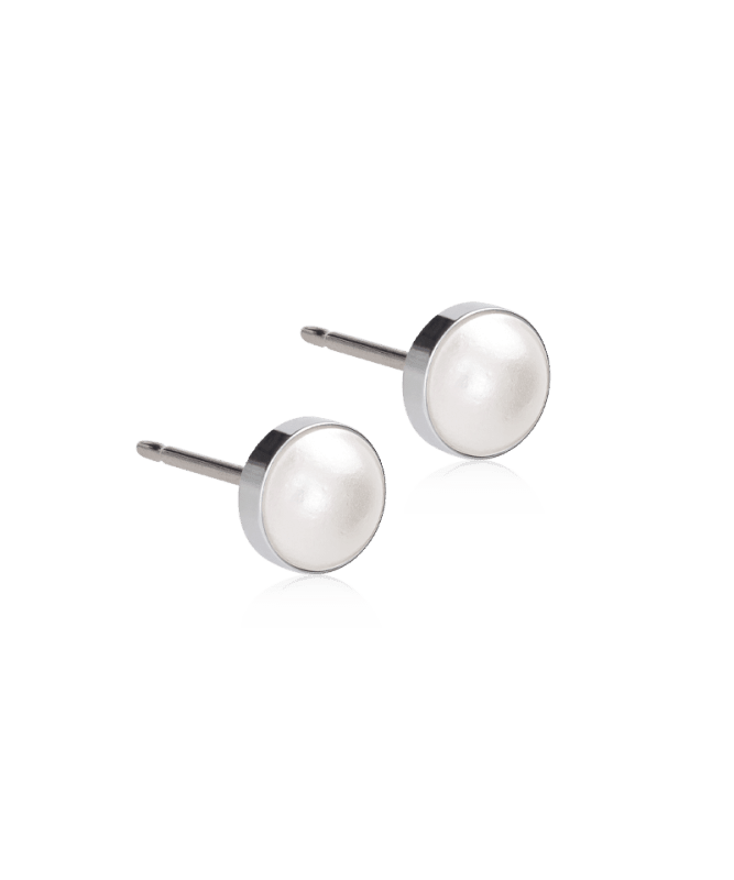 Blomdahl titanium knopjes met parel – 6 mm