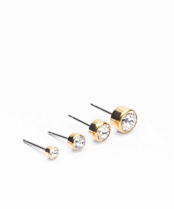 Blomdahl titanium knopoorbellen met crystal – 6 mm