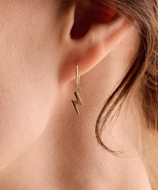 Blomdahl titanium oorringen goudkleurig met bliksem – 14 mm