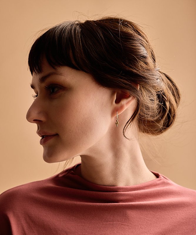 Blomdahl titanium oorringen goudkleurig met bliksem – 14 mm