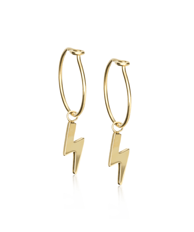 Blomdahl titanium oorringen goudkleurig met bliksem – 14 mm