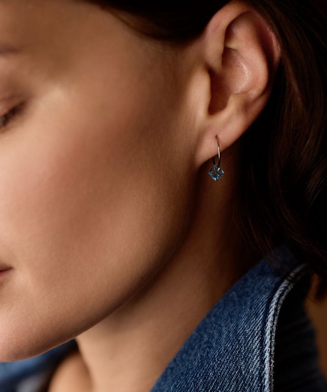 Blomdahl titanium oorringen met aquamarine crystal – 14 mm