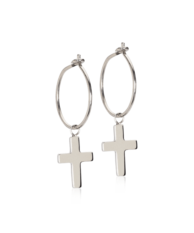 Blomdahl titanium oorringen met kruisje – 14 mm