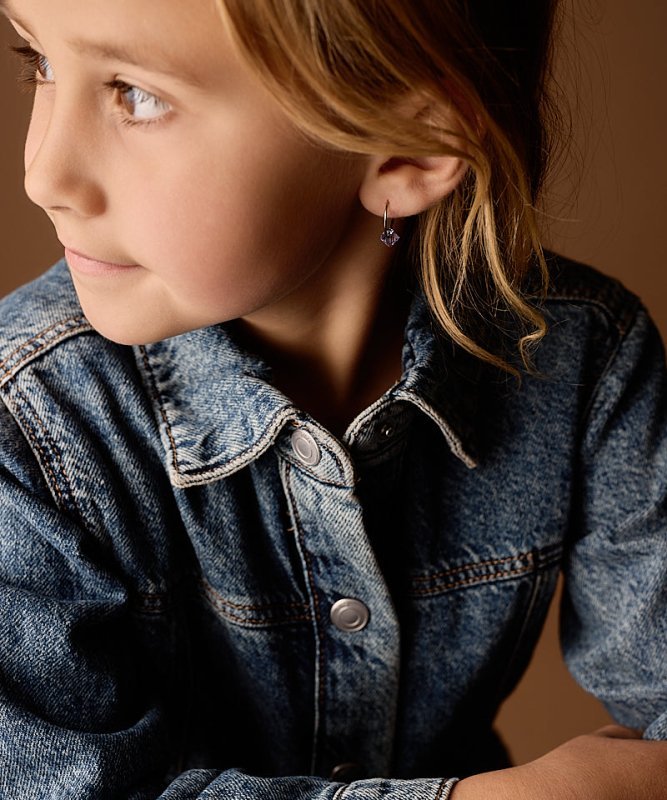 Blomdahl titanium oorringen met lichtpaars crystal – 14 mm