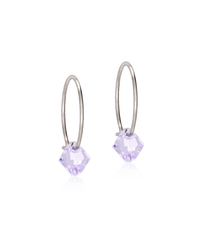Blomdahl titanium oorringen met lichtpaars crystal – 14 mm