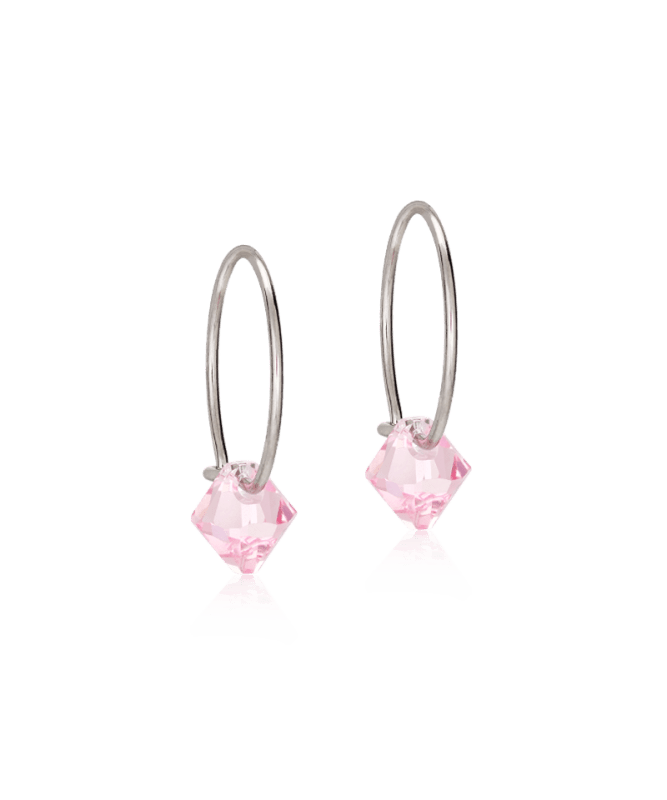 Blomdahl titanium oorringen met lichtroze crystal – 14 mm - Staartjes en Strikjes