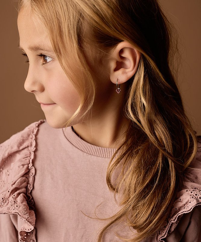 Blomdahl titanium oorringen met lichtroze crystal – 14 mm