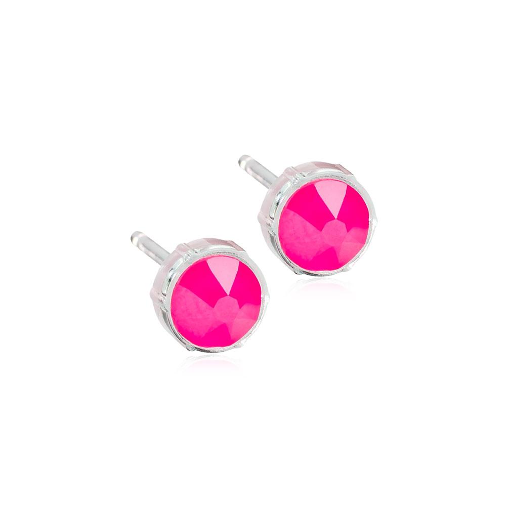 Oorbellen Blomdahl huidvriendelijk knopje electric pink/roze 6 mm. - Staartjes en Strikjes