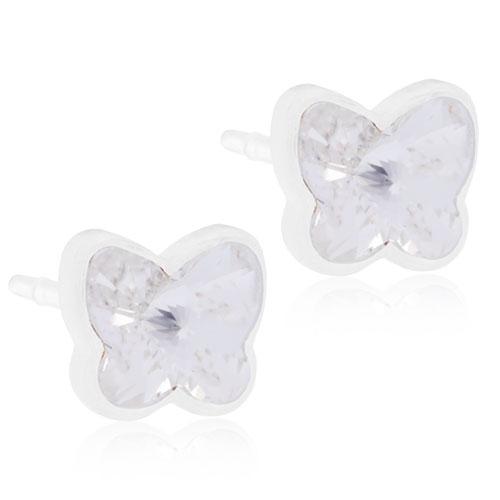 Oorbellen Blomdahl huidvriendelijk vlindertje Swarovski crystal - Staartjes en Strikjes