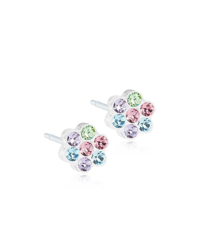 Oorbellen Blomdahl medical plastic bloemetje zacht gekleurd (incl. achterkantjes)