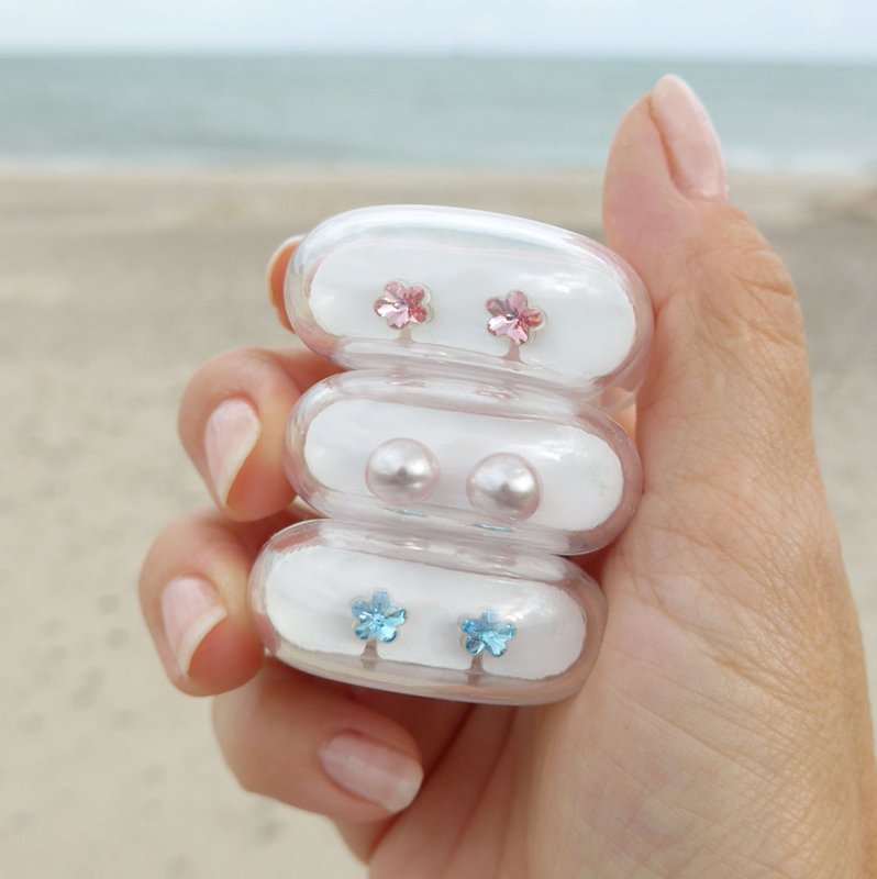 Oorbellen Blomdahl medical plastic bloemetjes licht roze (incl. achterkantjes)