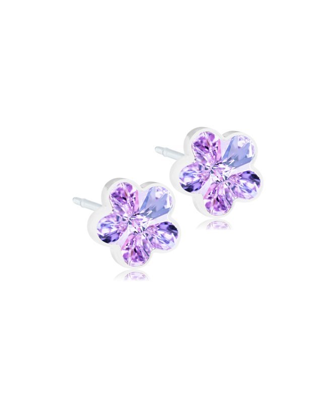 Oorbellen Blomdahl medical plastic bloemetjes paars (incl. achterkantjes)