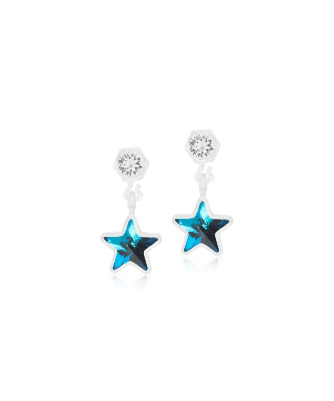 Oorbellen Blomdahl medical plastic hangende sterretjes – aqua blauw