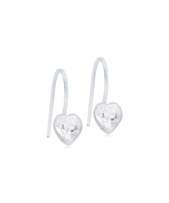 Oorbellen Blomdahl medical plastic hanger hartjes crystal (incl. achterkantjes) - Staartjes en Strikjes