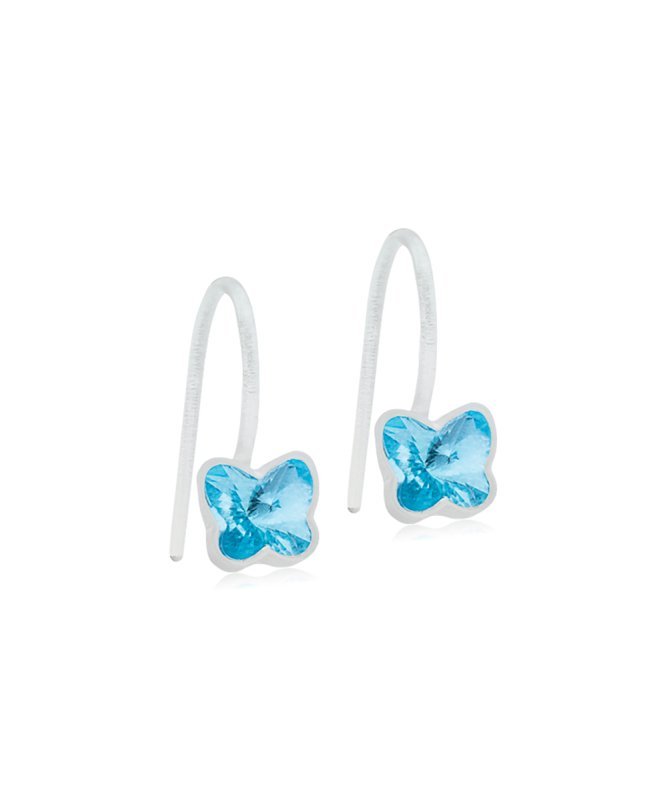 Oorbellen Blomdahl medical plastic hanger vlindertjes aqua blauw (incl. achterkantjes)