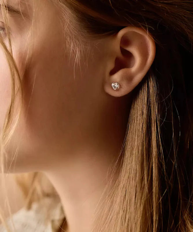 Oorbellen Blomdahl medical plastic hartje crystal (incl. achterkantjes) - Staartjes en Strikjes