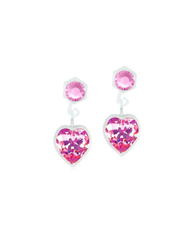 Oorbellen Blomdahl medical plastic hartje hangend roze (incl. achterkantjes)