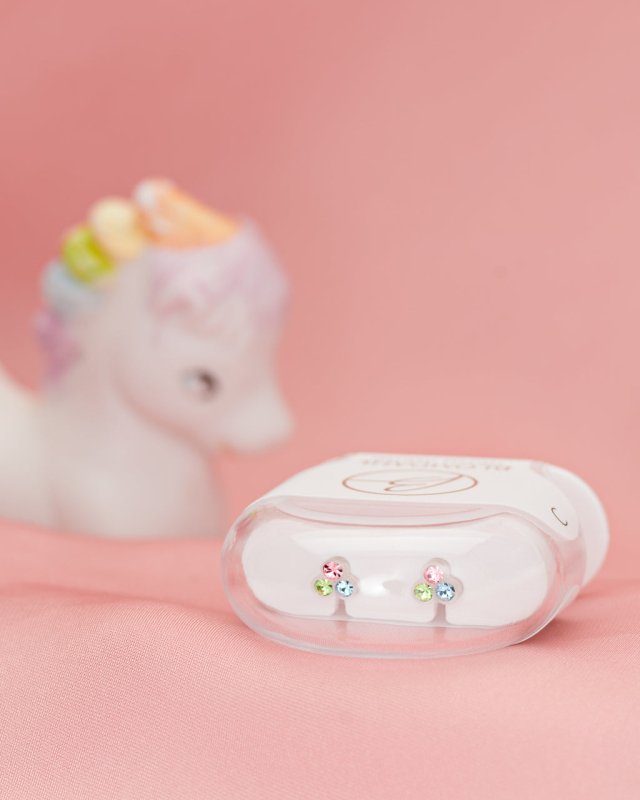 Oorbellen Blomdahl medical plastic klavertje - light fantasy - Staartjes en Strikjes