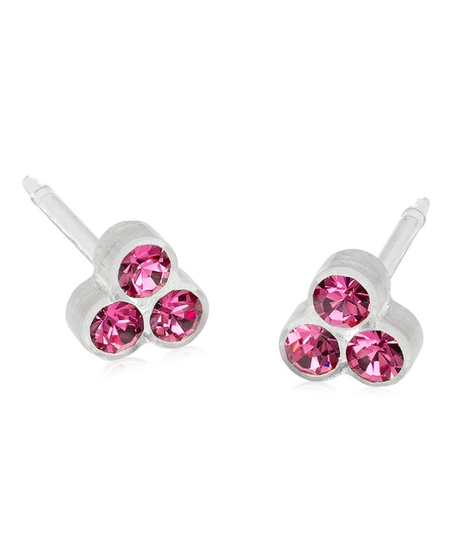 Oorbellen Blomdahl medical plastic klavertje roze (incl. achterkantjes) - Staartjes en Strikjes