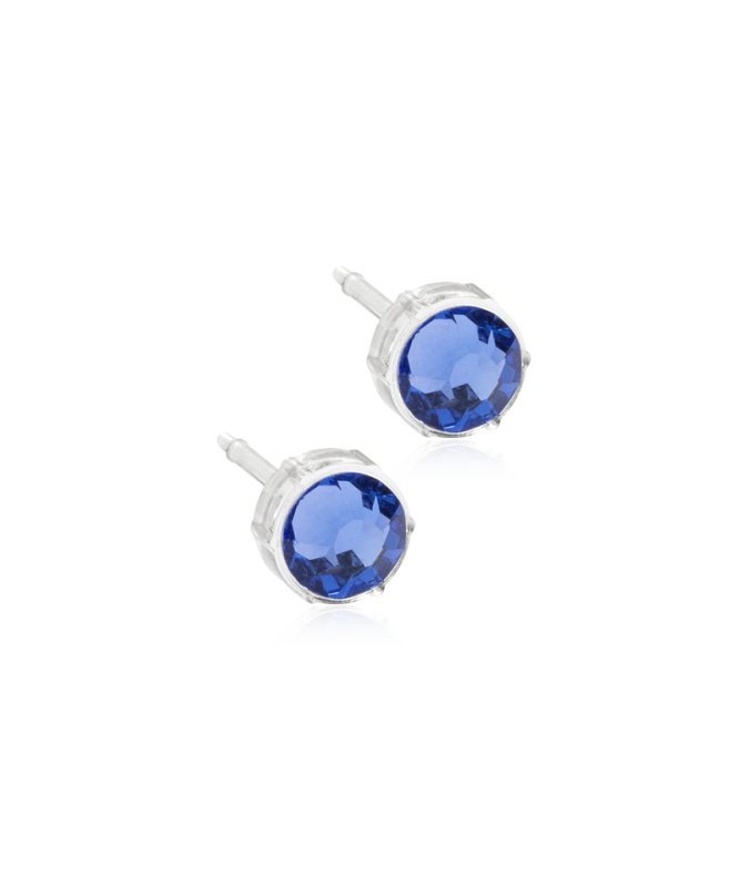 Oorbellen Blomdahl medical plastic knopje blue violet 6 mm. (incl. achterkantjes)