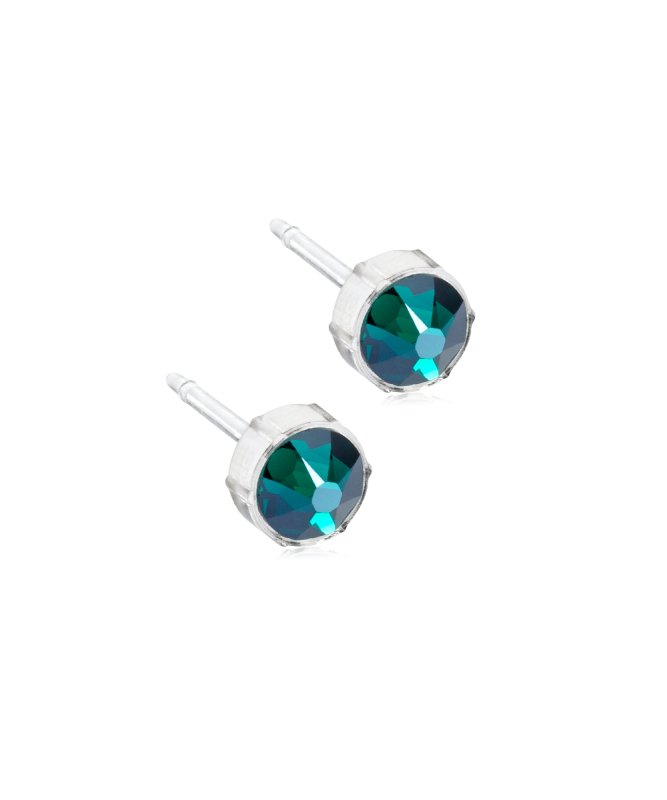 Oorbellen Blomdahl medical plastic knopje emerald green 6 mm. (incl. achterkantjes) - Staartjes en Strikjes