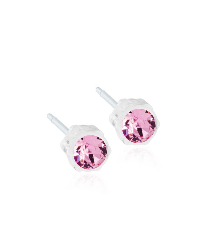 Oorbellen Blomdahl medical plastic knopje licht roze (incl. achterkantjes) - Staartjes en Strikjes
