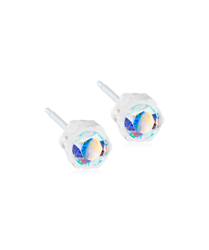 Oorbellen Blomdahl medical plastic knopje rainbow (incl. achterkantjes) - Staartjes en Strikjes