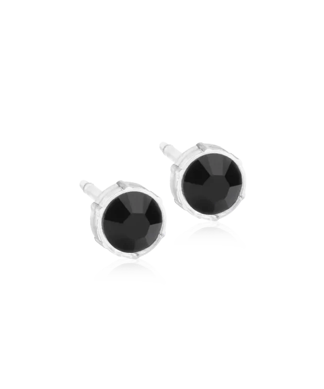 Oorbellen Blomdahl medical plastic knopje zwart 6 mm.