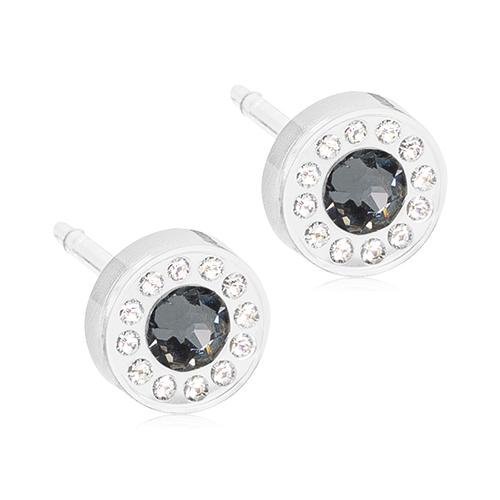 Oorbellen Blomdahl medical plastic rond crystal zwart (incl. achterkantjes)